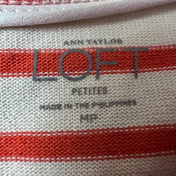 Loft shirts sz M petite lot of 2 black white orange white zips in back 3/4 slvs - Picture 3 of 4